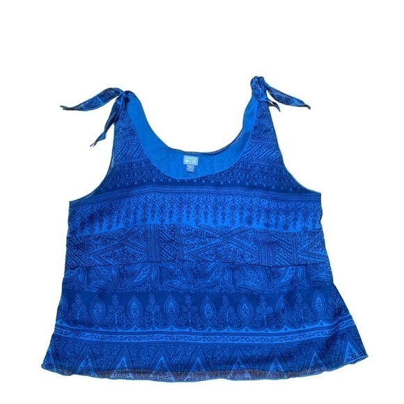 CONVERSE Women’s Blue Paisley Flowing Tie Tank Top Blouse XL - Picture 10 of 14
